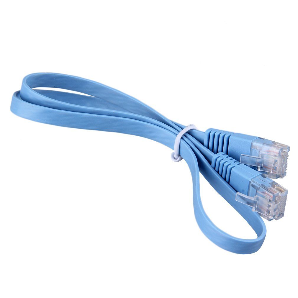 1pcs RJ45 CAT6 8P8C Flat Ethernet Patch Network Lan Cable 0.5m Cable Blue