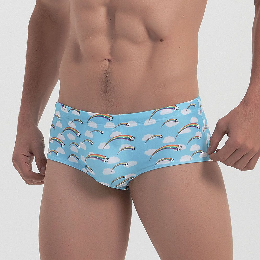 Swimsuits Men's Swim Briefs Bikini Board Surf Shorts Boxer Trunks  Rainbow