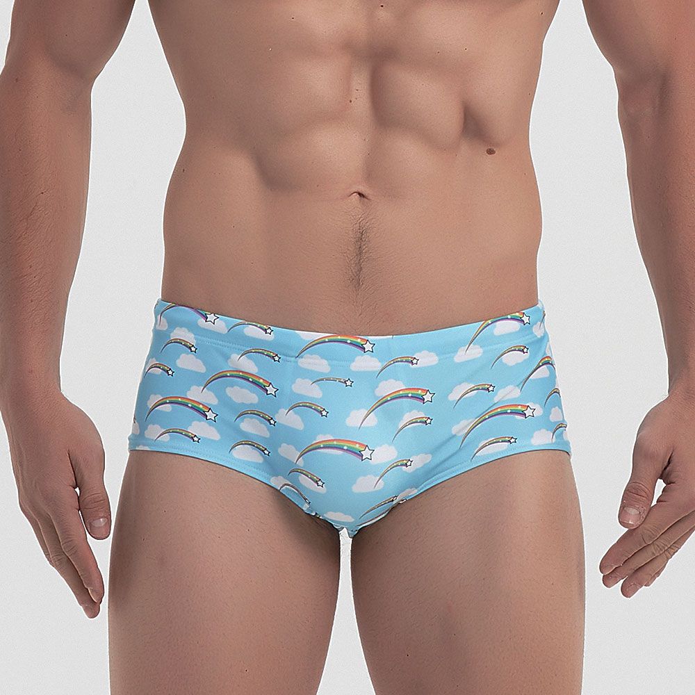 Swimsuits Men's Swim Briefs Bikini Board Surf Shorts Boxer Trunks  Rainbow