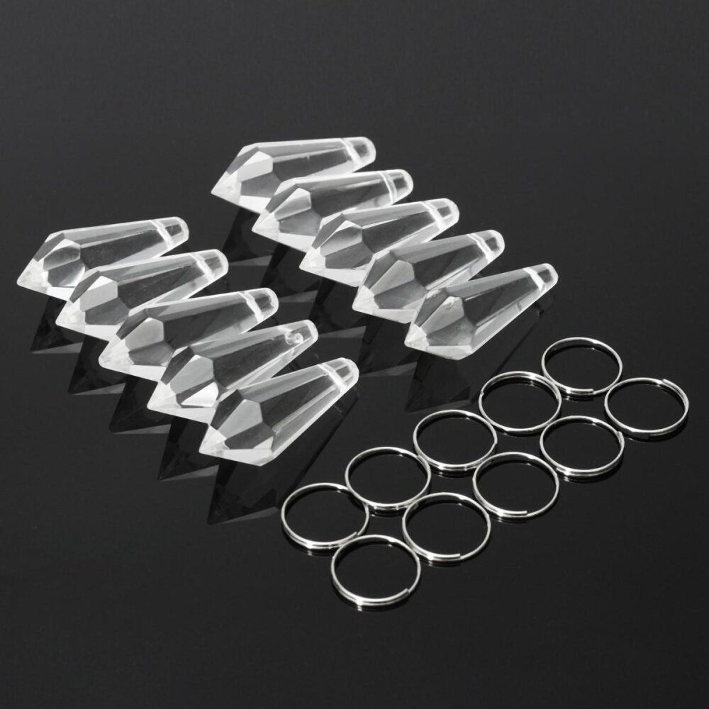 10pcs Clear Chandelier Hanging Crystals Prisms Drops Pendants Lamp Parts