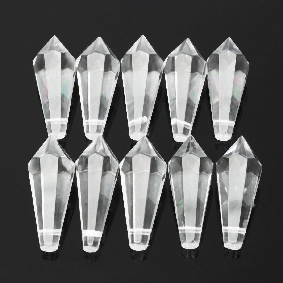 10pcs Clear Chandelier Hanging Crystals Prisms Drops Pendants Lamp Parts