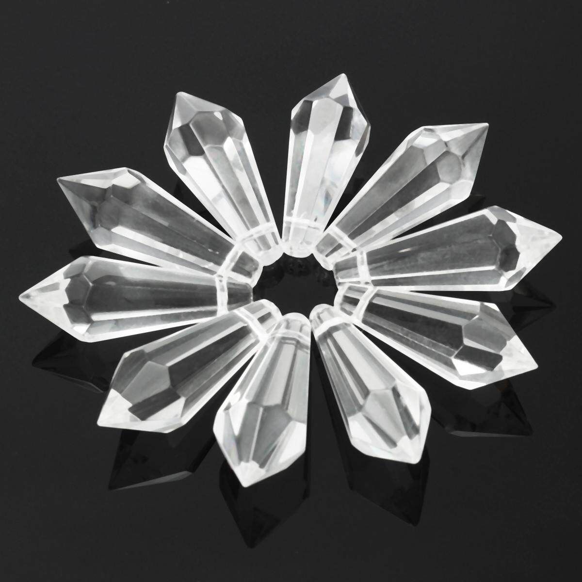 10pcs Clear Chandelier Hanging Crystals Prisms Drops Pendants Lamp Parts