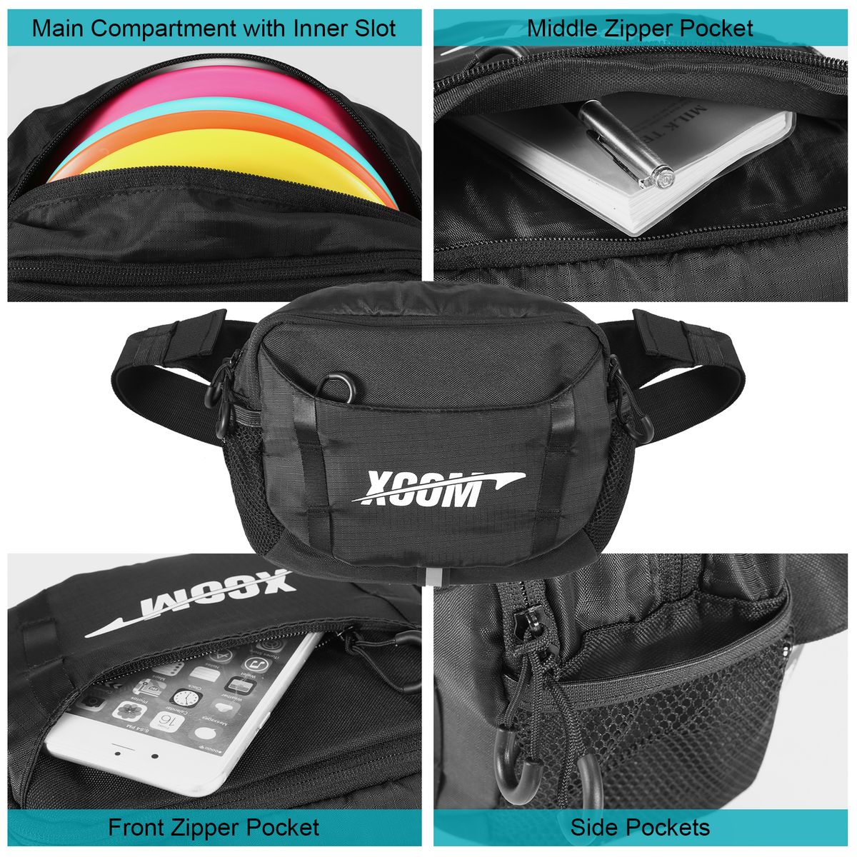 Disc Golf Bag Adjustable Disc Holder Waist Pack Fits Up To 5