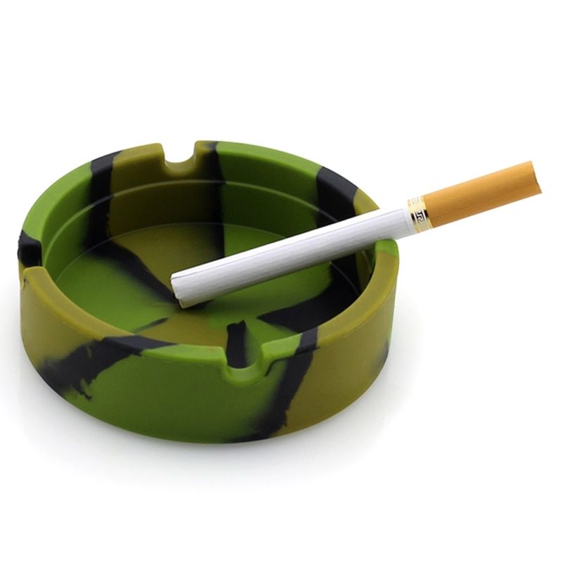 Luminous Silicone Ashtray Premium Rubber High Temperature Heat Resistant Anti-fall Round Design Ashtray E Accessories