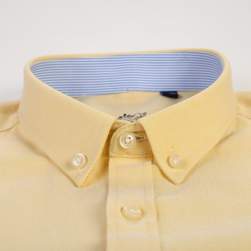 Men's Regular-Fit Long-Sleeve Sturdy Knit Oxford Shirt Embroidered Pocket Button-down Casual Versatile Shirts Gray