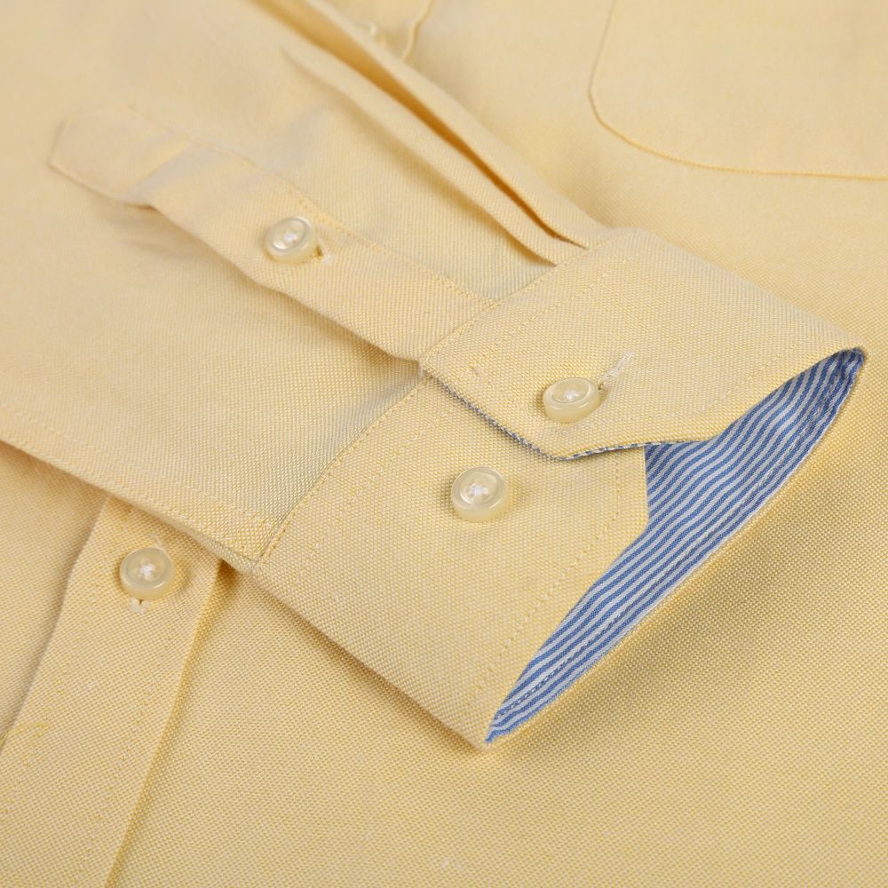 Men's Regular-Fit Long-Sleeve Sturdy Knit Oxford Shirt Embroidered Pocket Button-down Casual Versatile Shirts Gray