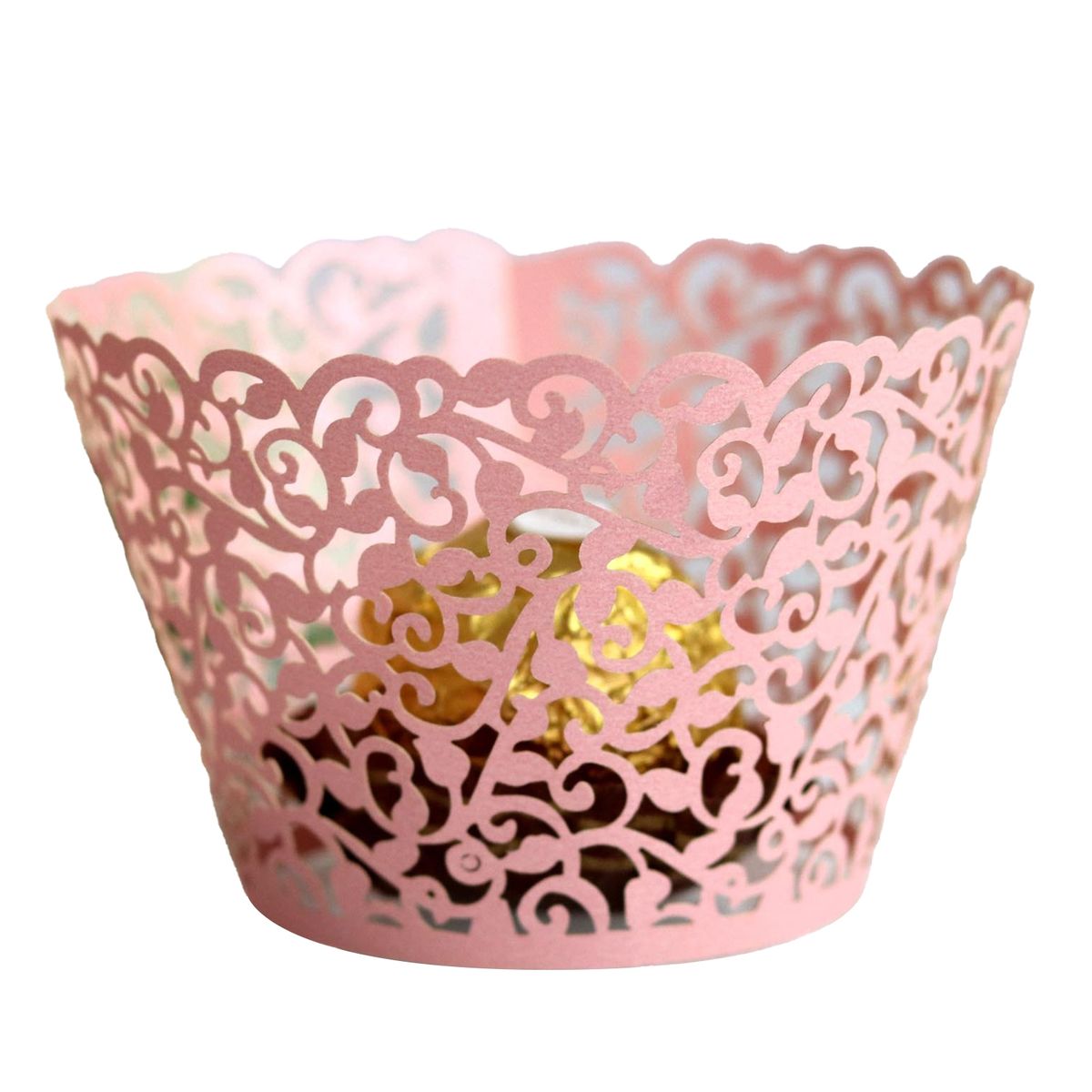 50Pcs Cupcake Saucer Solid Color Cupcake Wrappers Pink
