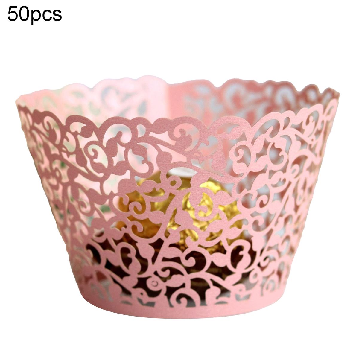 50Pcs Cupcake Saucer Solid Color Cupcake Wrappers Pink