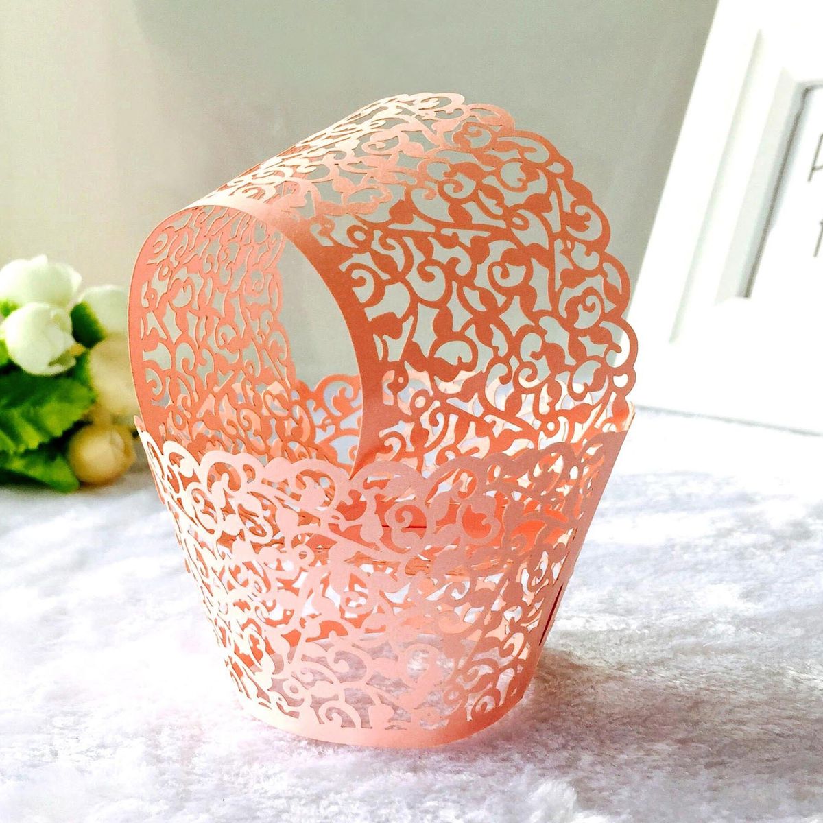 50Pcs Cupcake Saucer Solid Color Cupcake Wrappers Pink