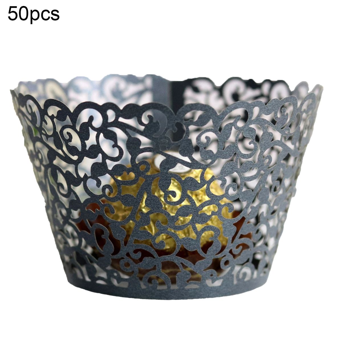 50Pcs Cupcake Saucer Solid Color Cupcake Wrappers Black