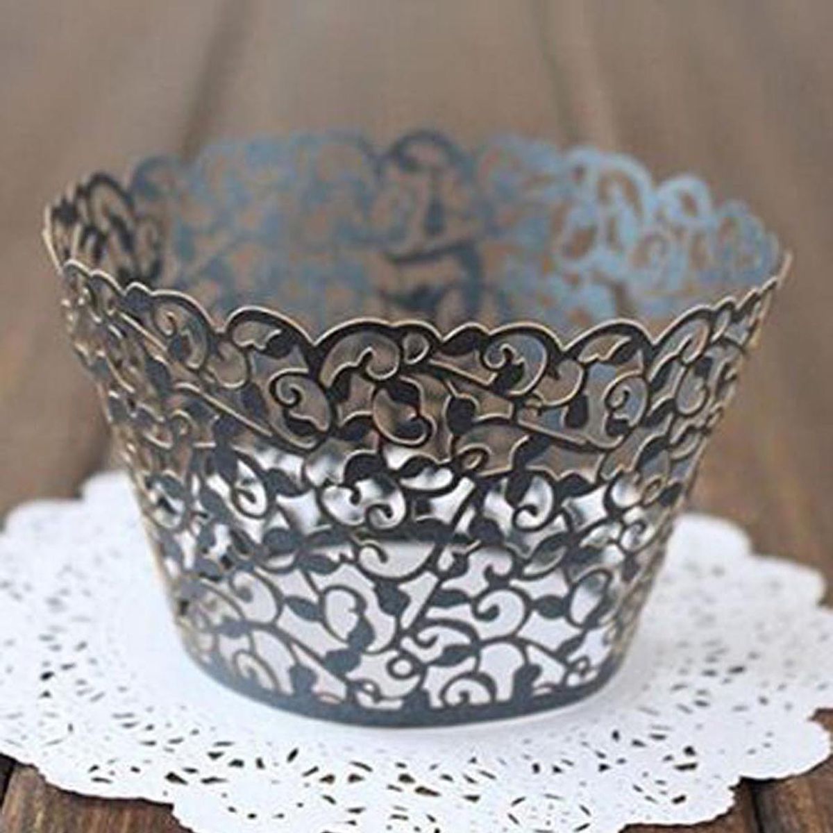 50Pcs Cupcake Saucer Solid Color Cupcake Wrappers Black
