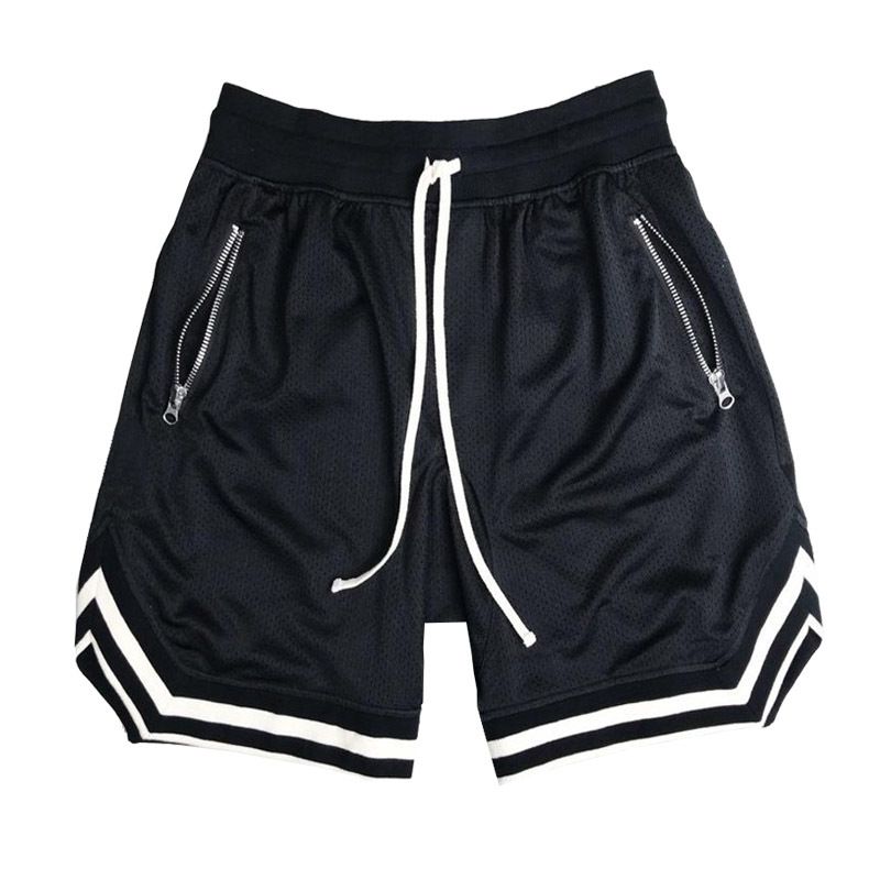 Men's Casual Shorts Man Quick-Dry Sports Shorts Summer Running Gym Men Short Loose Home Fitness Basketball Training Shorts Pants-B Black