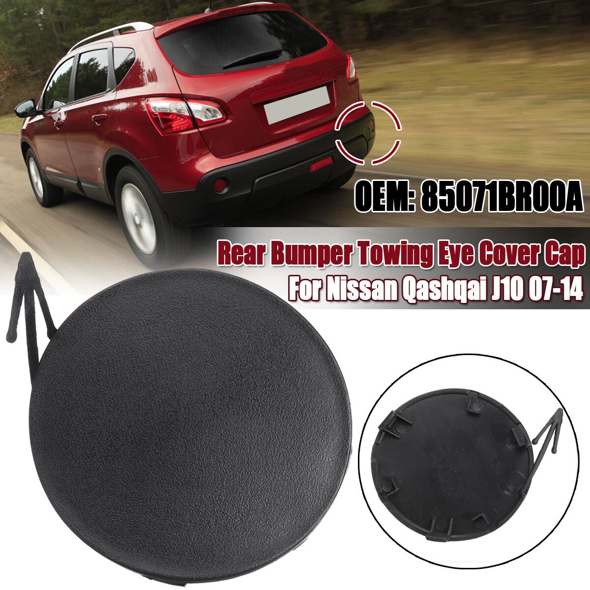 Bumper Rear Towing Eye Cover Cap Black For Nissan Qashqai J10 07-14 85071BR00A