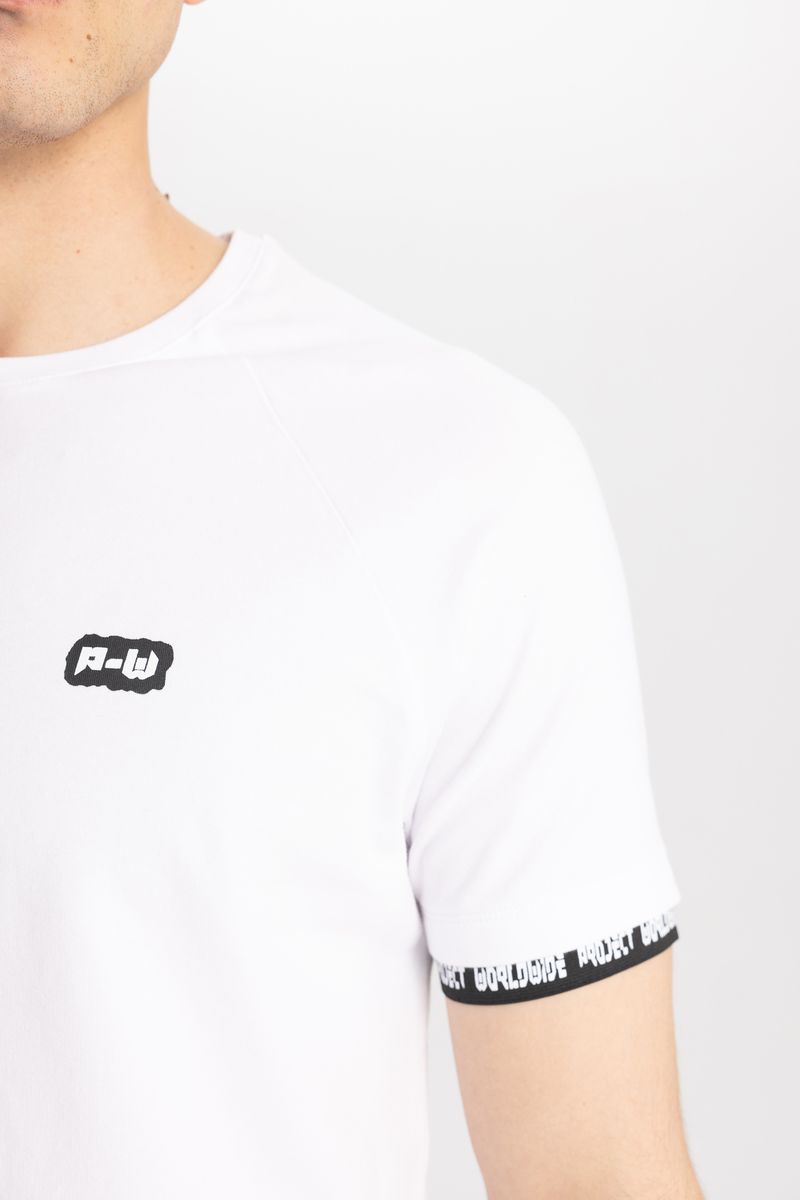 Man Young Muscle Fit Crew Neck Short Sleeve Knitted T-Shirt - White