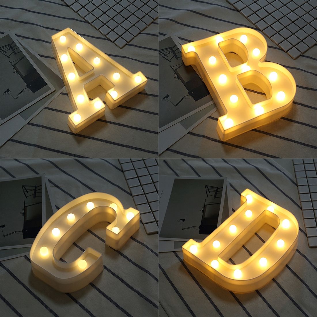 Alphabet R English Letter Shape Decorative Light, Dry Battery Powered Warm White Standing Hanging LED Holiday Light