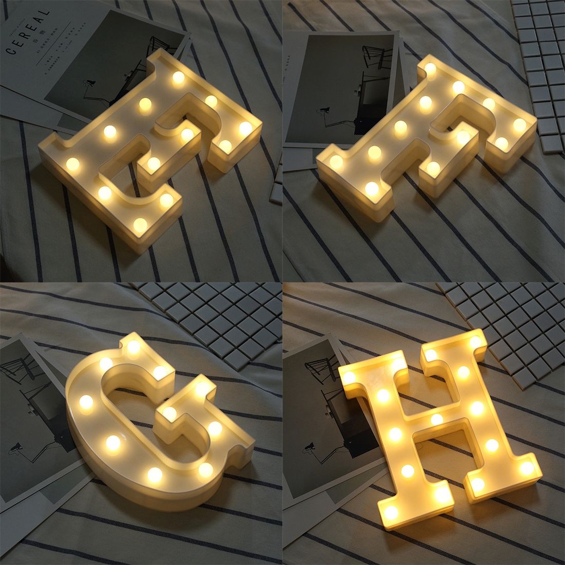 Alphabet R English Letter Shape Decorative Light, Dry Battery Powered Warm White Standing Hanging LED Holiday Light