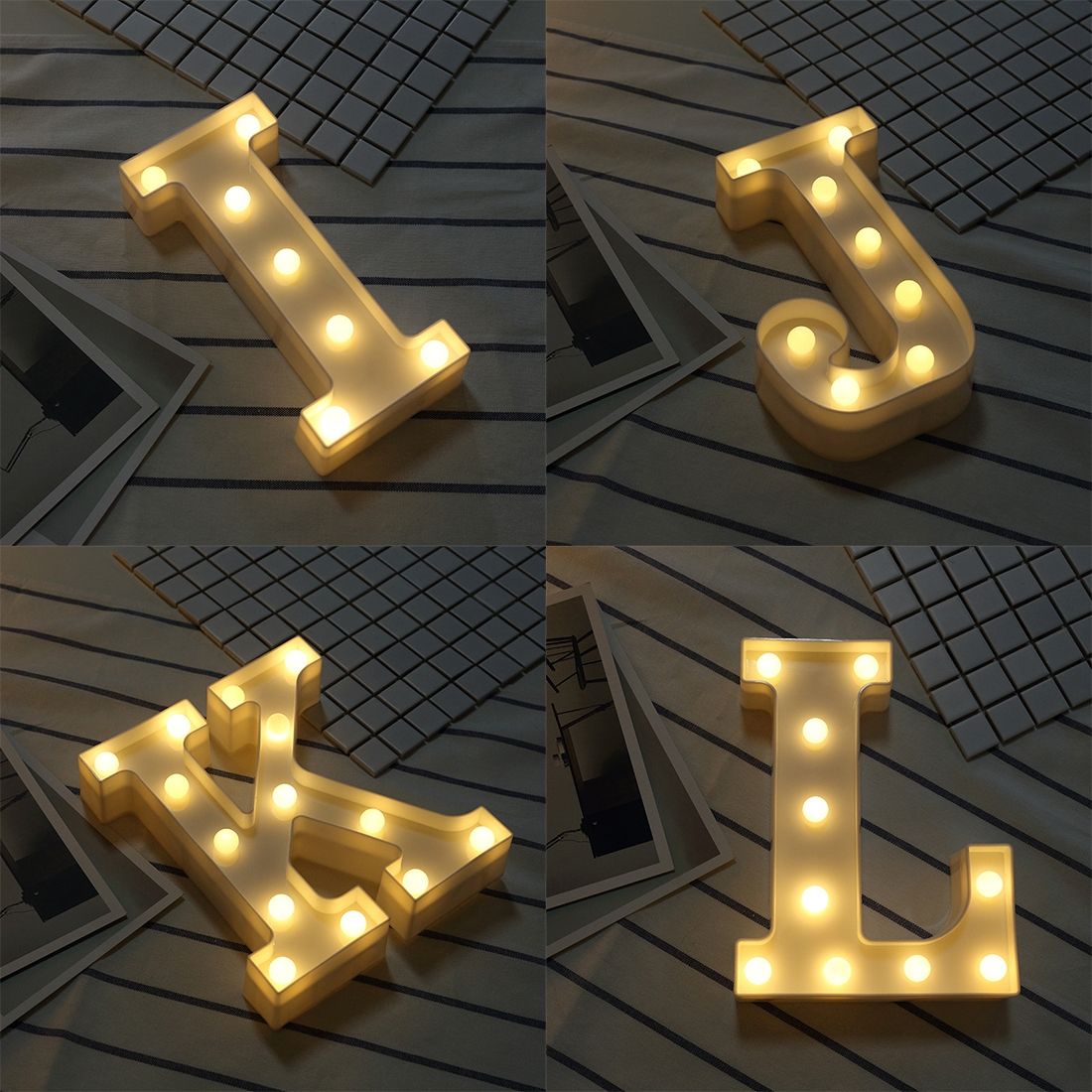 Alphabet R English Letter Shape Decorative Light, Dry Battery Powered Warm White Standing Hanging LED Holiday Light