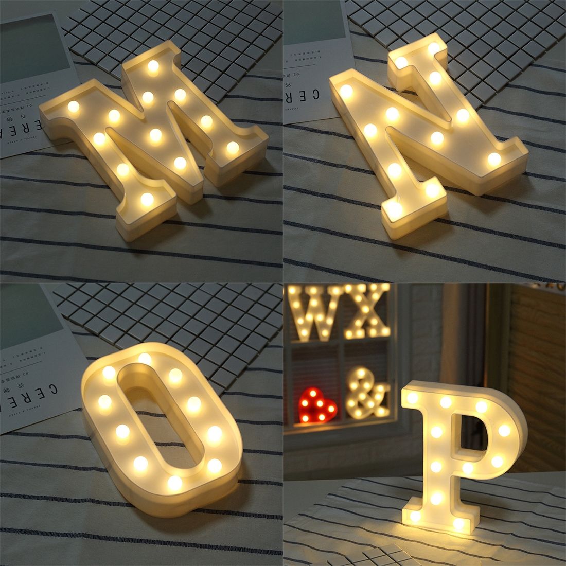Alphabet R English Letter Shape Decorative Light, Dry Battery Powered Warm White Standing Hanging LED Holiday Light