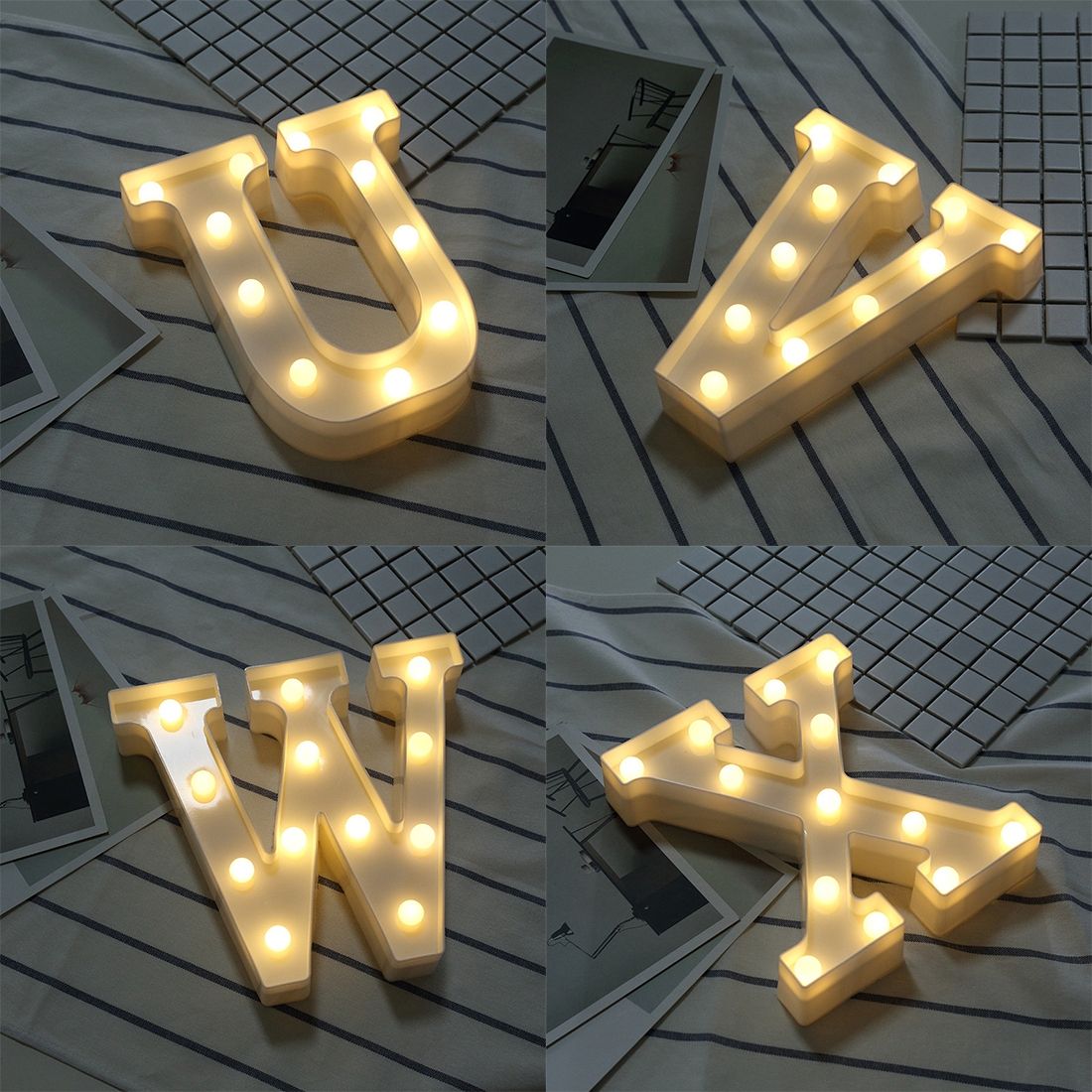 Alphabet R English Letter Shape Decorative Light, Dry Battery Powered Warm White Standing Hanging LED Holiday Light