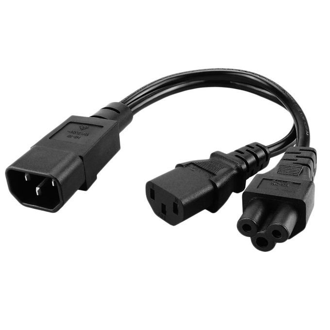 IEC320-C14 TO C13+C5 Y-shaped Splitter Power Cord 1-to-2 Cable 3-pin