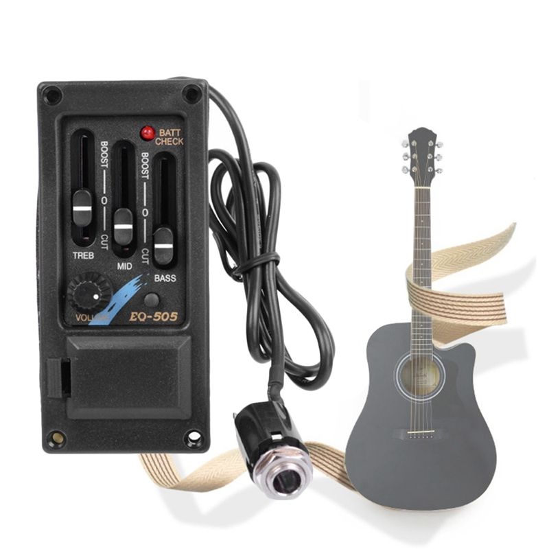 EQ-505 Guitar Saddle Pickup 3 Bands EQ Equalizer Left Hand Acoustic Guitar Preamp Sys