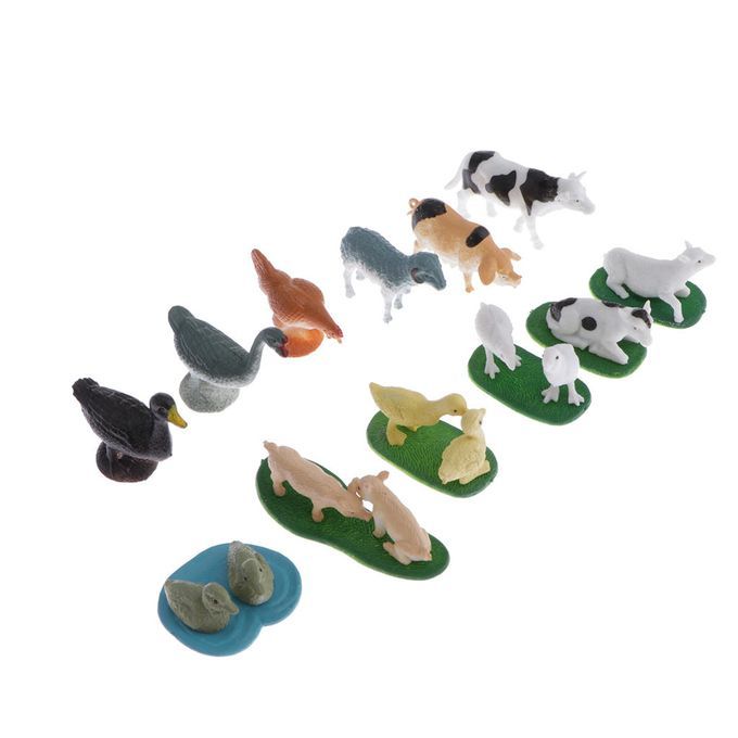 Farm Animals Group Model Card Miniature Figurine Improve Child Learn