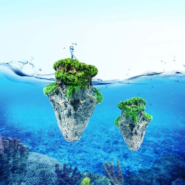 Aquarium Decoration Floating Pumice Suspended Stone Artificial Fish Tank Acuarios Moss Flying Rock Aquatic Ornament Landscape, Small Size: 5.8 X 9.2cm