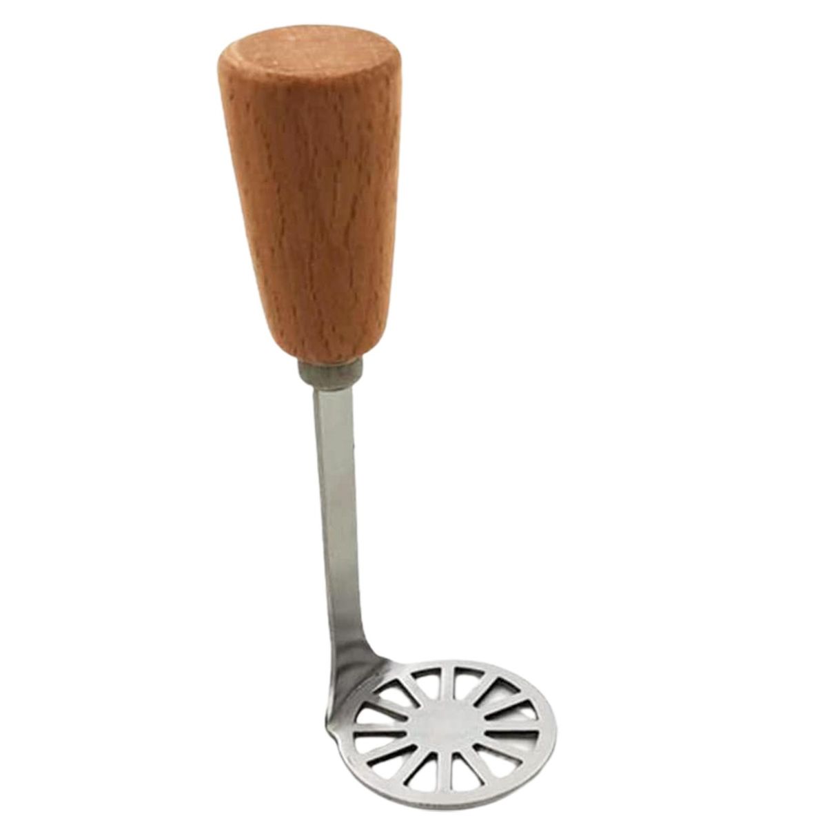 Wood Handle Potato Masher Stainless Steel Potato Masher Silver