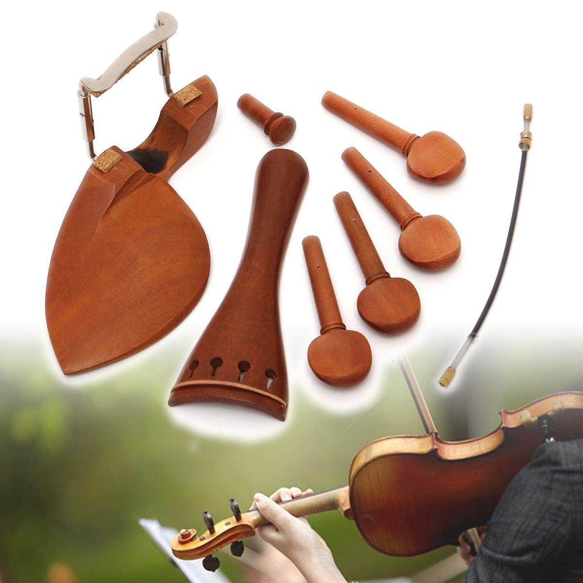 4/4 Full Size Tailpiece/Chinrest/Pegs/Endpin Set Wooden Violin Accessories Part
