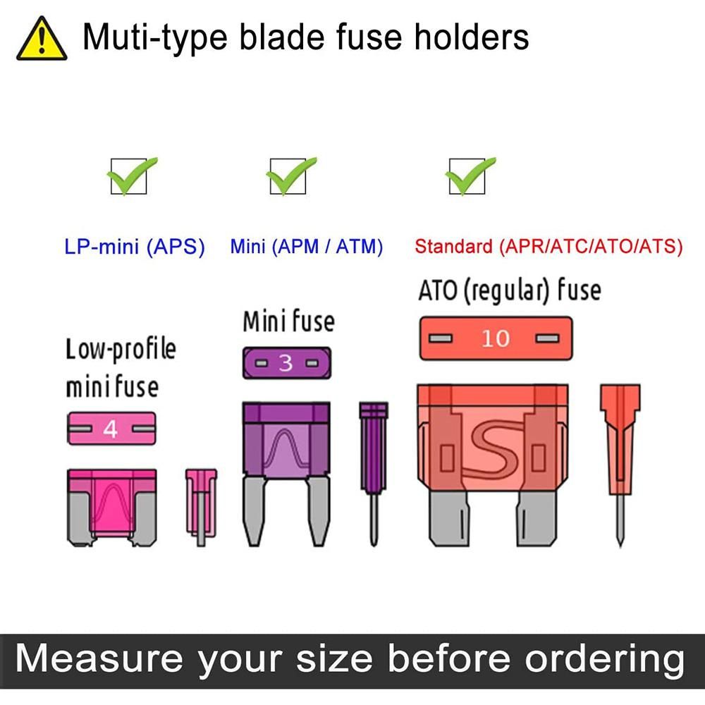 3 Types Add-A-Circuit Adapter & Fuse Kit - Fuse Tap Fuse Holder with Fuse for Cars Trucks Boats