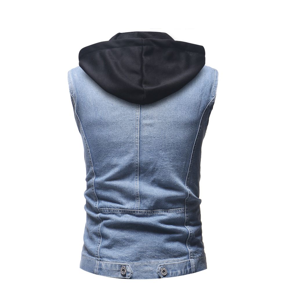 Autumn Winter Men Ripped Distressed Jeans Vest Vintage Sleeveless Denim Jacket