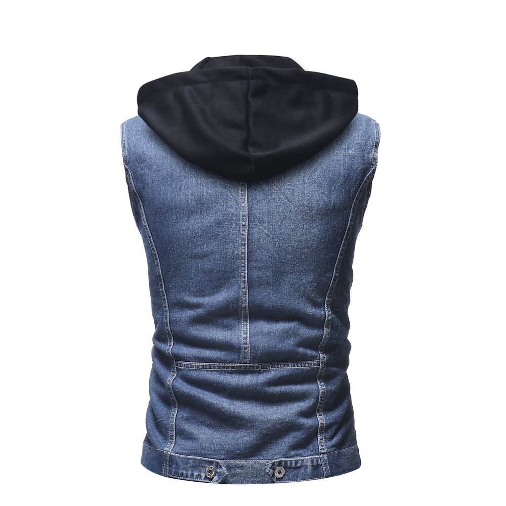 Autumn Winter Men Ripped Distressed Jeans Vest Vintage Sleeveless Denim Jacket