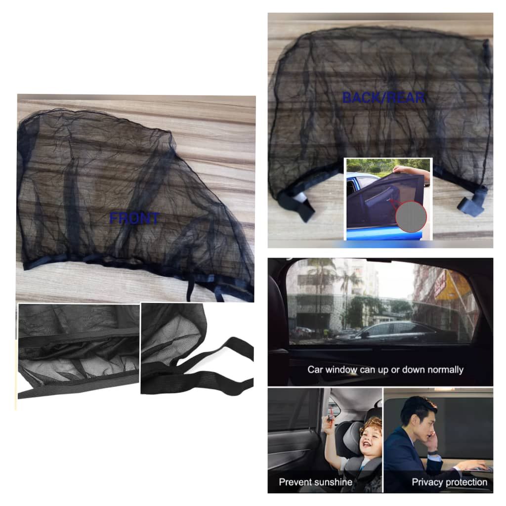 Car Window Sun & Mosquito Net Shade/curtains- 2 Pcs