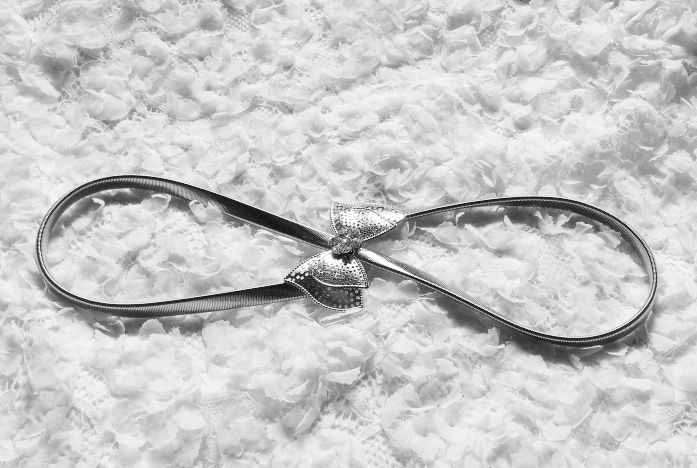 Silver Elastic Belt For Women Flower Leaf Ladies Waist
