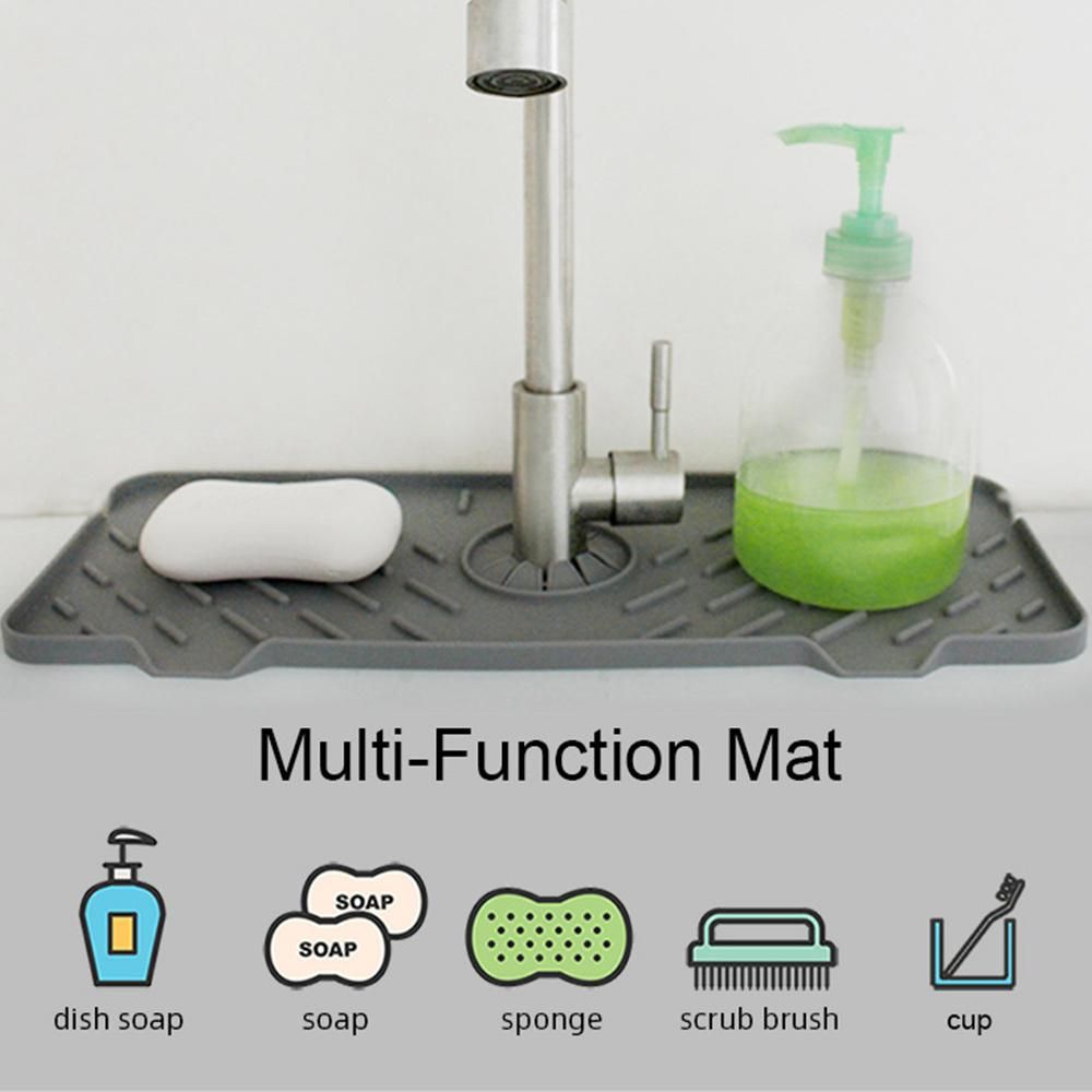 Kitchen Sink Splash Guard,for Sink Silicone Faucet Mat (Gray)