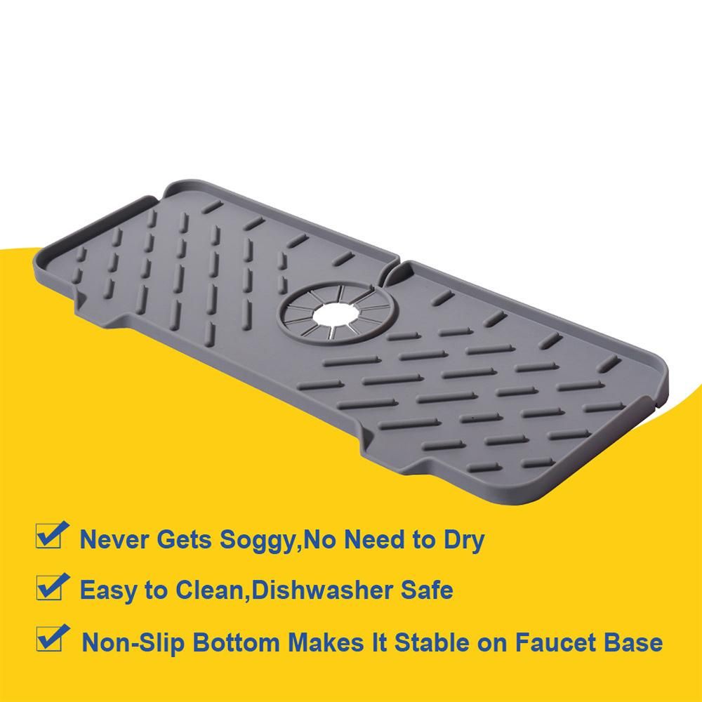 Kitchen Sink Splash Guard,for Sink Silicone Faucet Mat (Gray)
