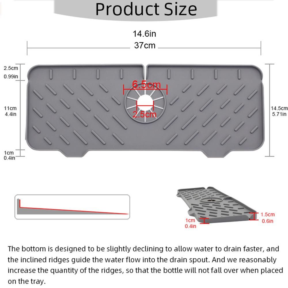 Kitchen Sink Splash Guard,for Sink Silicone Faucet Mat (Gray)