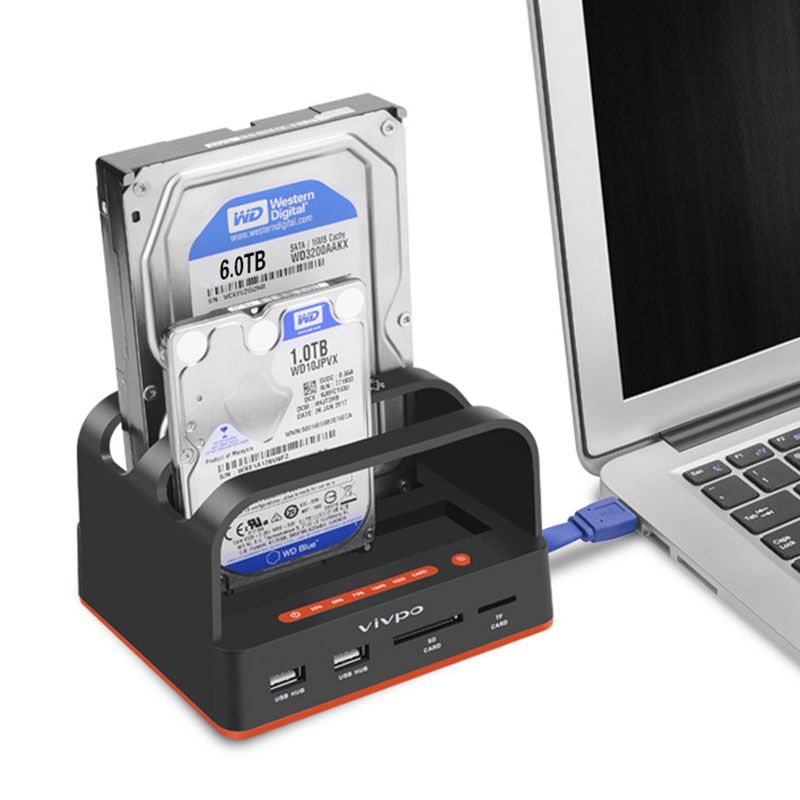 Hard Drive Docking Station USB 3.0 Dual Bay Hard Drive Dock For 2.5" & 3.5" IDE SATA HDD SSD With SD TF Card Reader Support 16TB