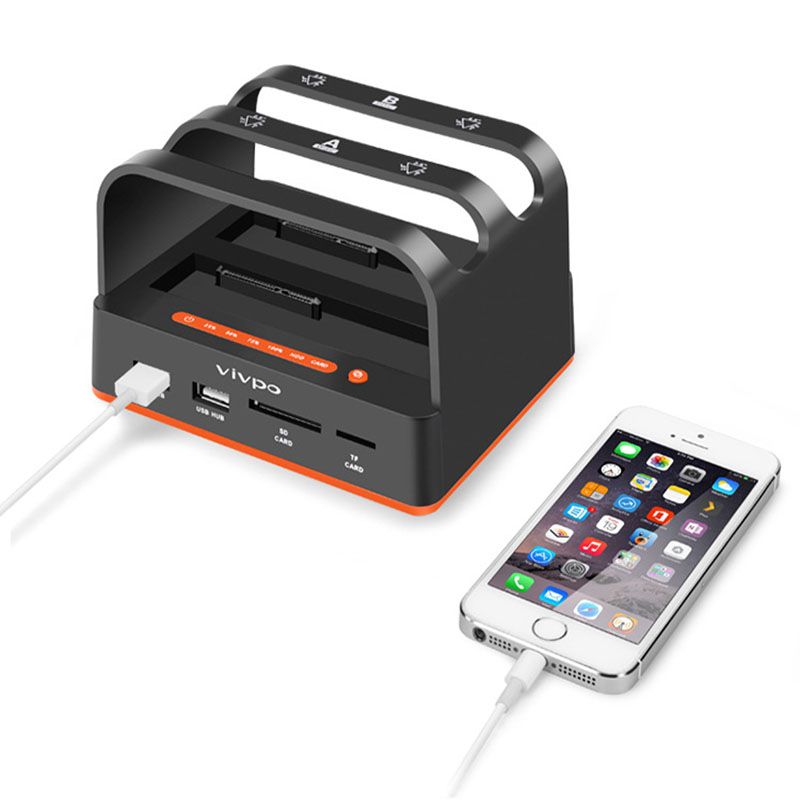Hard Drive Docking Station USB 3.0 Dual Bay Hard Drive Dock For 2.5" & 3.5" IDE SATA HDD SSD With SD TF Card Reader Support 16TB
