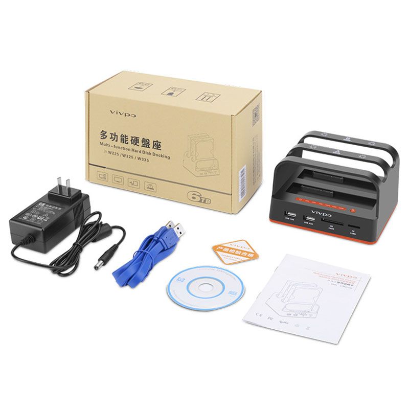 Hard Drive Docking Station USB 3.0 Dual Bay Hard Drive Dock For 2.5" & 3.5" IDE SATA HDD SSD With SD TF Card Reader Support 16TB