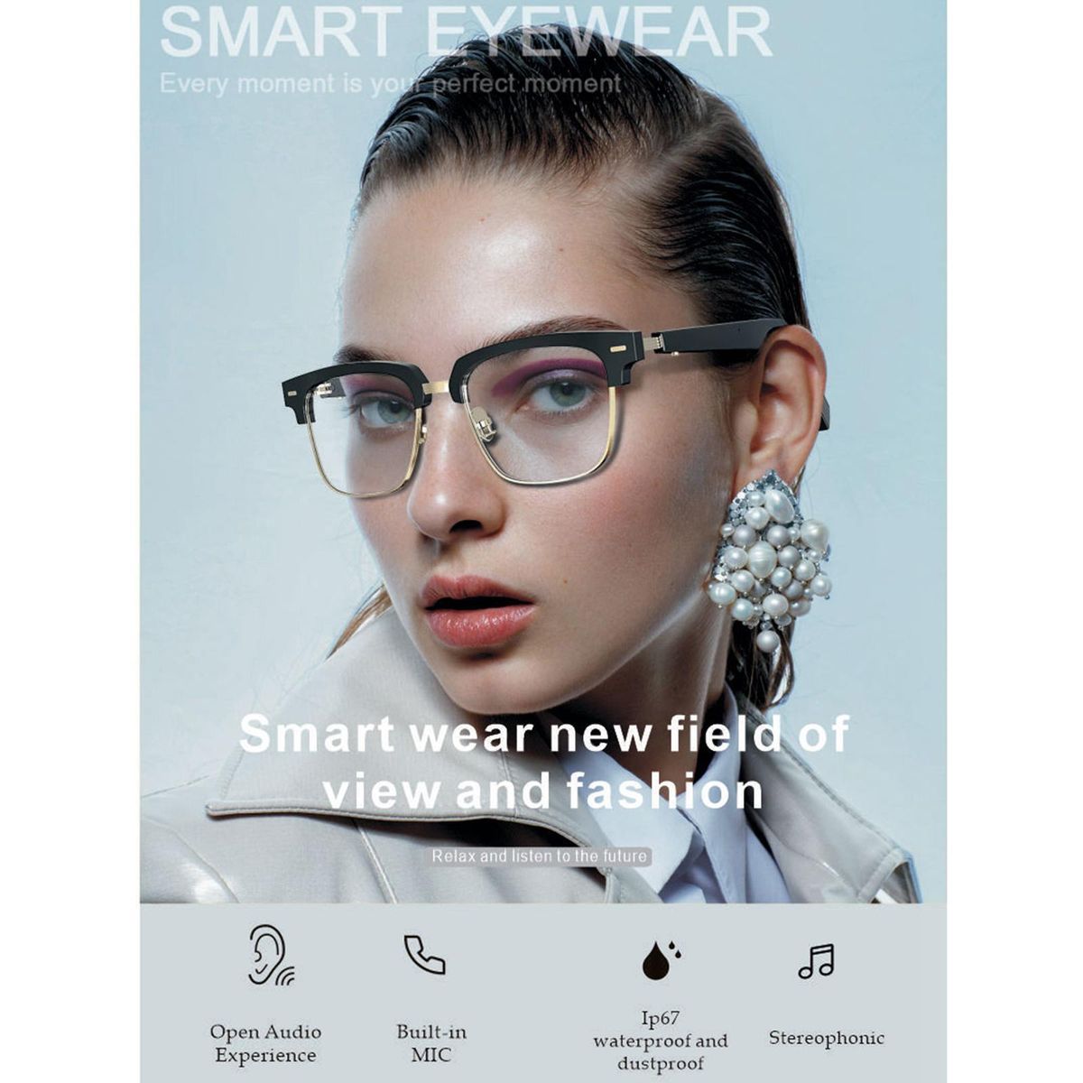 Headset IP67 Bluetooth 5.0 Smart EyeGlasses Water