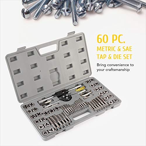 60 PCS Tap And Die Set Metric And Standard Sizes Included Ta