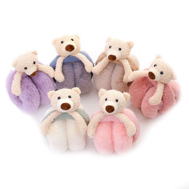 Gift Cold Protection Ear Cover Cartoon Bear Doll Ear Protection Warm Earlap Winter Soft Plush Earmuffs For Baby Children(#DP)