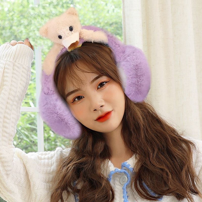 Gift Cold Protection Ear Cover Cartoon Bear Doll Ear Protection Warm Earlap Winter Soft Plush Earmuffs For Baby Children(#DP)