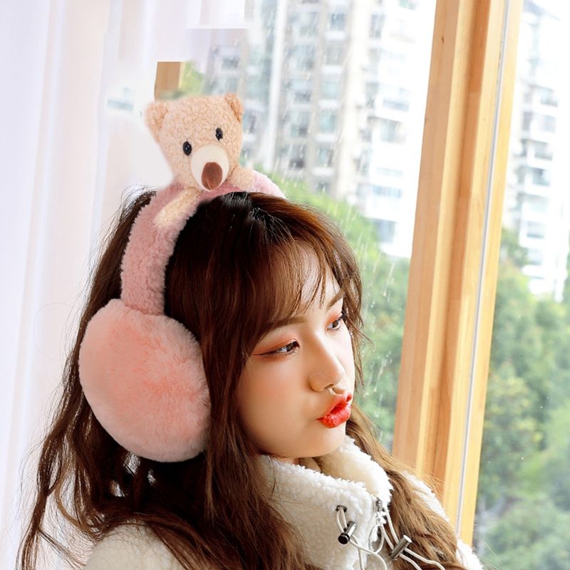 Gift Cold Protection Ear Cover Cartoon Bear Doll Ear Protection Warm Earlap Winter Soft Plush Earmuffs For Baby Children(#DP)