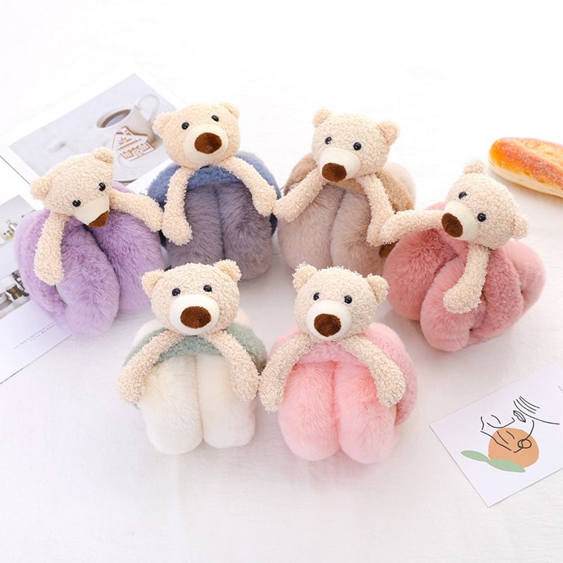 Gift Cold Protection Ear Cover Cartoon Bear Doll Ear Protection Warm Earlap Winter Soft Plush Earmuffs For Baby Children(#DP)