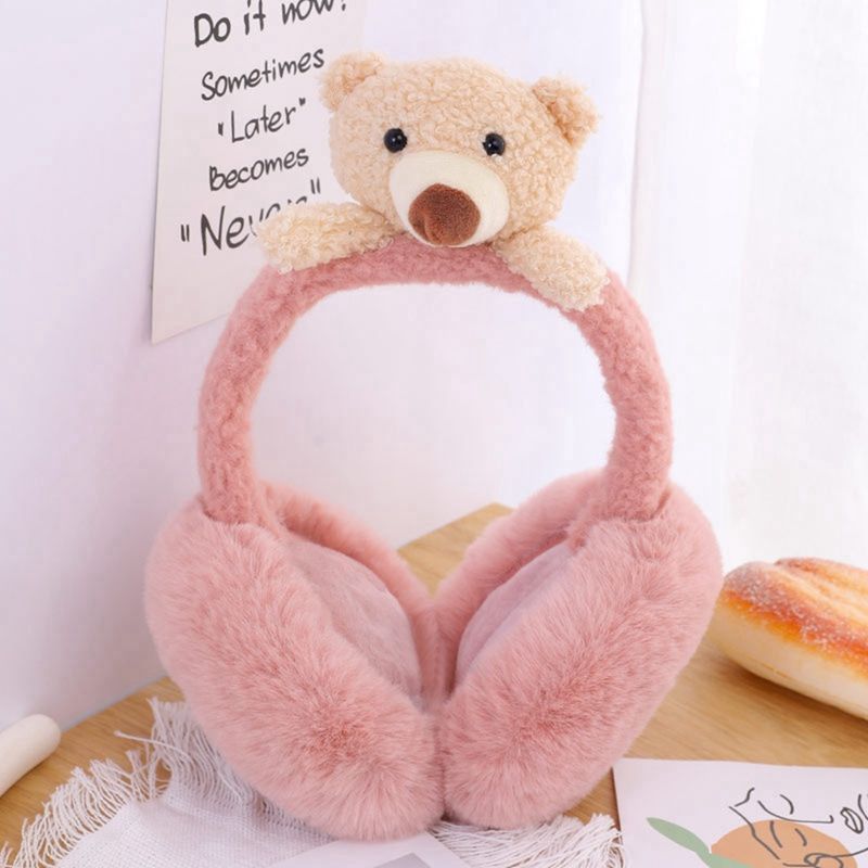 Gift Cold Protection Ear Cover Cartoon Bear Doll Ear Protection Warm Earlap Winter Soft Plush Earmuffs For Baby Children(#DP)