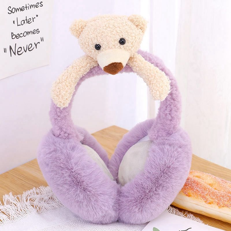 Gift Cold Protection Ear Cover Cartoon Bear Doll Ear Protection Warm Earlap Winter Soft Plush Earmuffs For Baby Children(#DP)