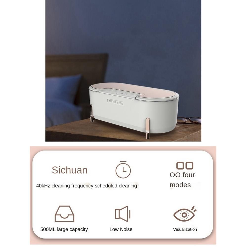 500ML Ultrasonic Cleaning Machine 40KHz Vibration Wash Cleaner Washing Jewelry Glasses Watch Washing Small Ring EU Plug