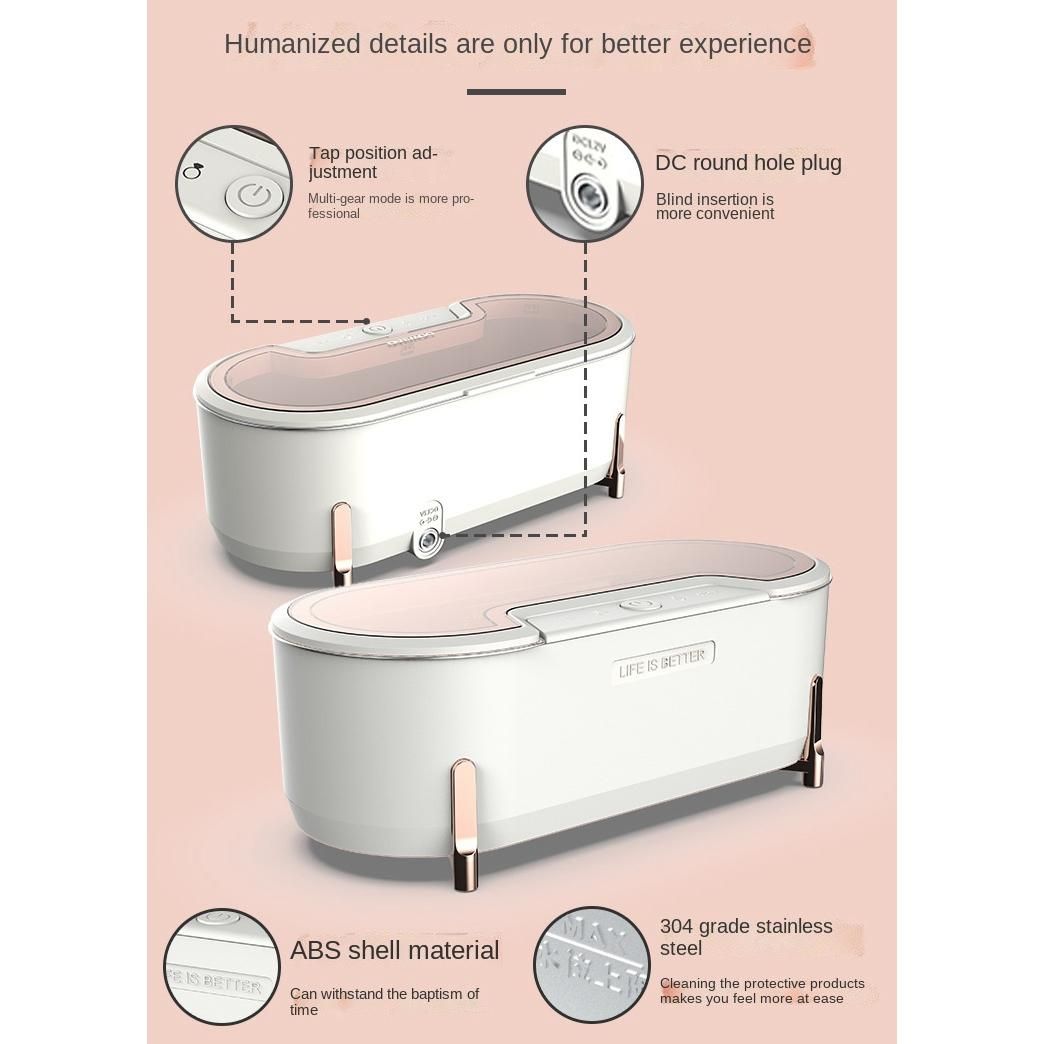 500ML Ultrasonic Cleaning Machine 40KHz Vibration Wash Cleaner Washing Jewelry Glasses Watch Washing Small Ring EU Plug